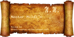 Nester Milán névjegykártya