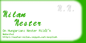 milan nester business card